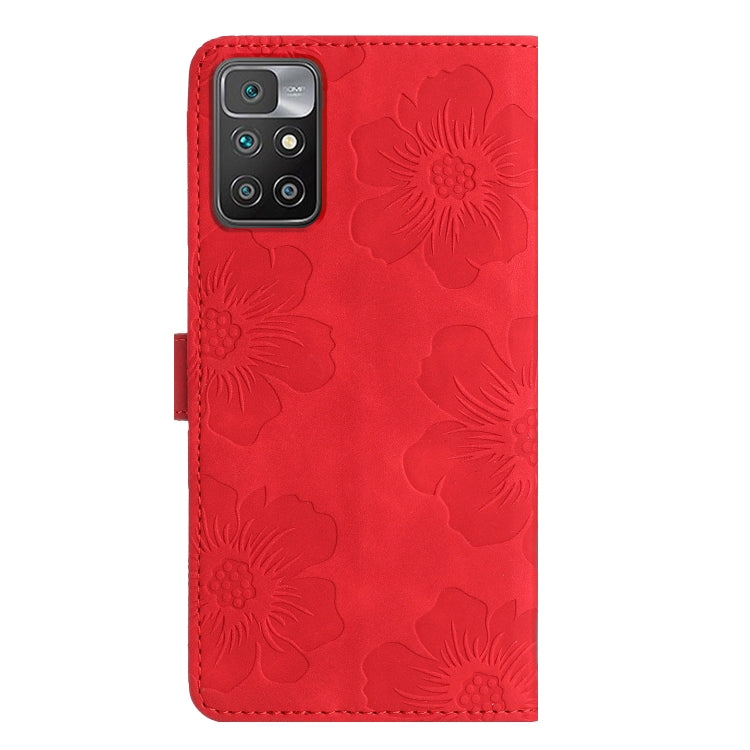 For Xiaomi Redmi 10 Flower Embossing Pattern Leather Phone Case(Red) - free shipping - PMC TechLife - Order now!