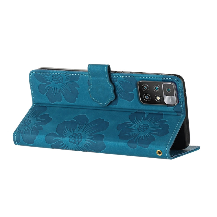 For Xiaomi Redmi 10 2022 Flower Embossing Pattern Leather Phone Case(Blue) - free shipping - PMC TechLife - Order now!