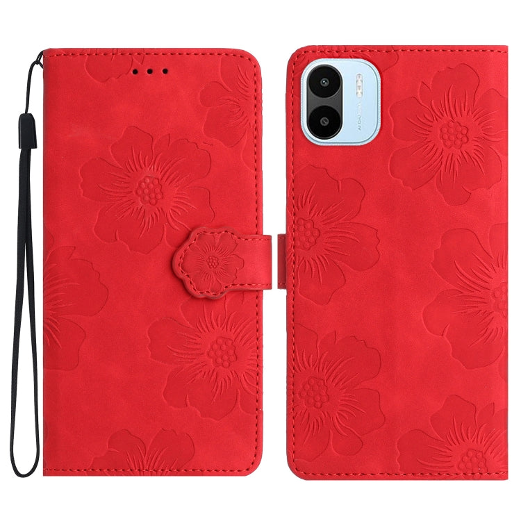 For Xiaomi Redmi A1 Flower Embossing Pattern Leather Phone Case(Red) - free shipping - PMC TechLife - Order now!