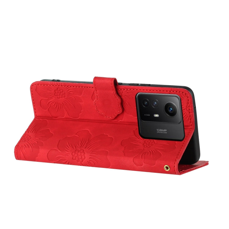 For Xiaomi Redmi Note 12S Flower Embossing Pattern Leather Phone Case(Red) - free shipping - PMC TechLife - Order now!