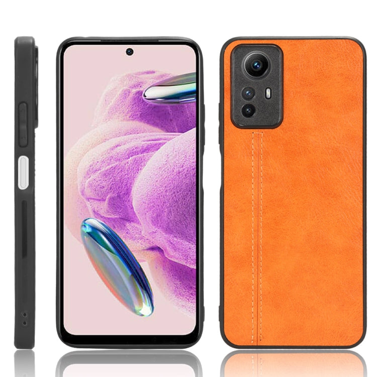 For Xiaomi Redmi Note 12S 4G Sewing Cow Pattern Skin PC + PU + TPU Phone Case(Orange) - free shipping - PMC TechLife - Order now!