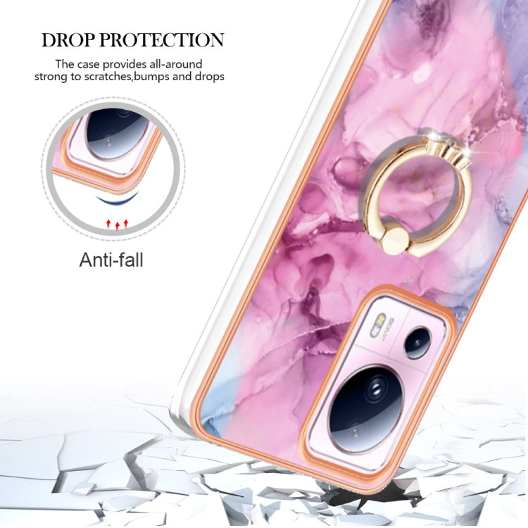 For Xiaomi 13 Lite 5G Electroplating Marble Dual-side IMD Phone Case with Ring(Pink 013) - free shipping - PMC TechLife - Order now!