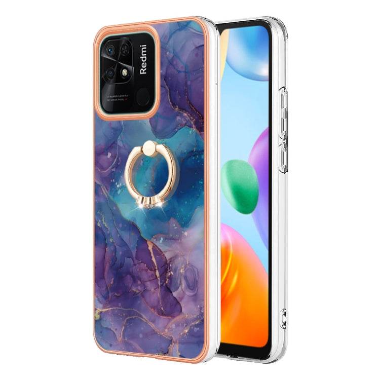 For Xiaomi Redmi 10C Electroplating Marble Dual-side IMD Phone Case with Ring(Purple 016) - free shipping - PMC TechLife - Order now!