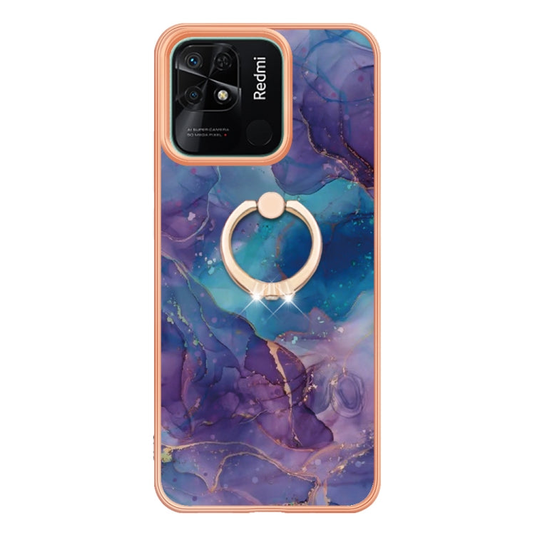 For Xiaomi Redmi 10C Electroplating Marble Dual-side IMD Phone Case with Ring(Purple 016) - free shipping - PMC TechLife - Order now!