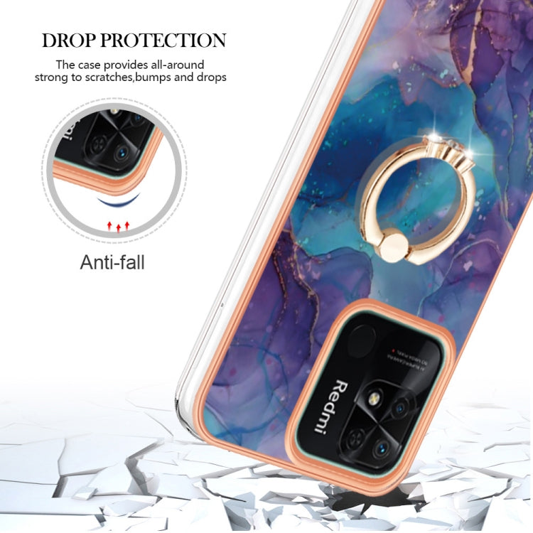 For Xiaomi Redmi 10C Electroplating Marble Dual-side IMD Phone Case with Ring(Purple 016) - free shipping - PMC TechLife - Order now!