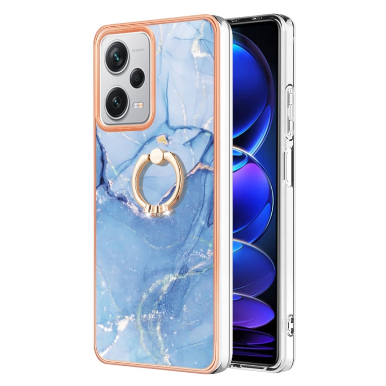For Xiaomi Redmi Note 12 Pro+ Global Electroplating Marble Dual-side IMD Phone Case with Ring(Blue 018) - free shipping - PMC TechLife - Order now!