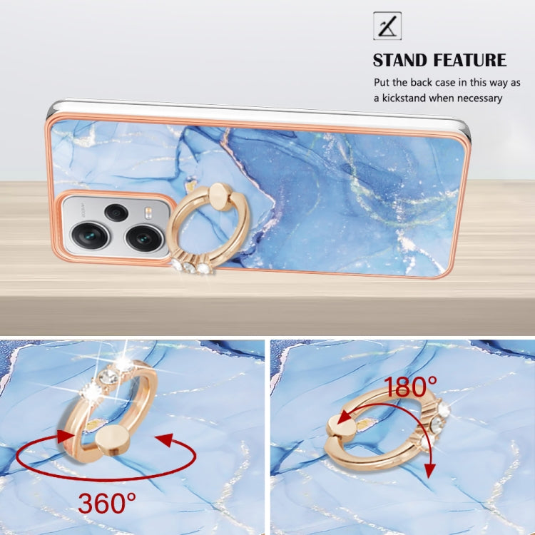 For Xiaomi Redmi Note 12 Pro+ Global Electroplating Marble Dual-side IMD Phone Case with Ring(Blue 018) - free shipping - PMC TechLife - Order now!