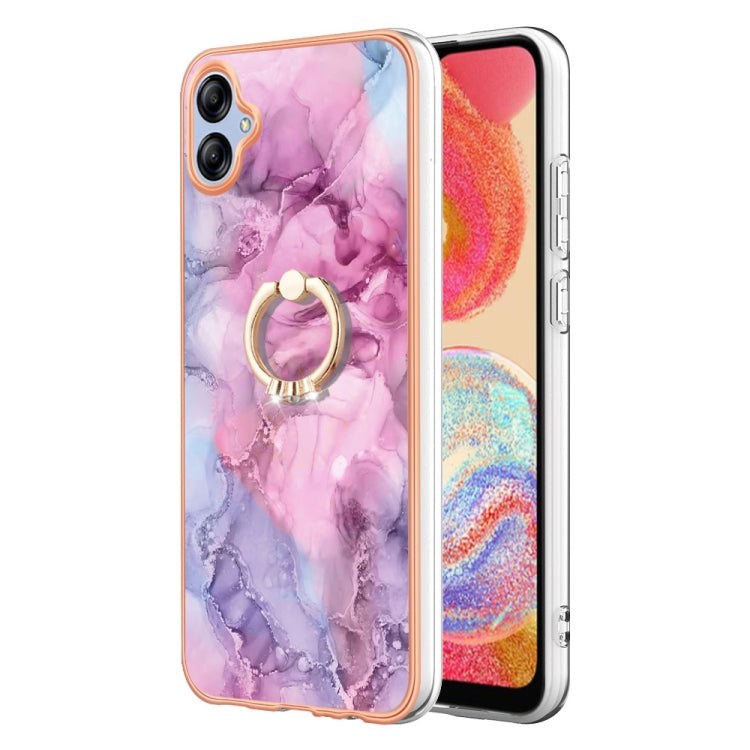For Samsung Galaxy A04e Electroplating Marble Dual-side IMD Phone Case with Ring(Pink 013) - free shipping - PMC TechLife - Order now!