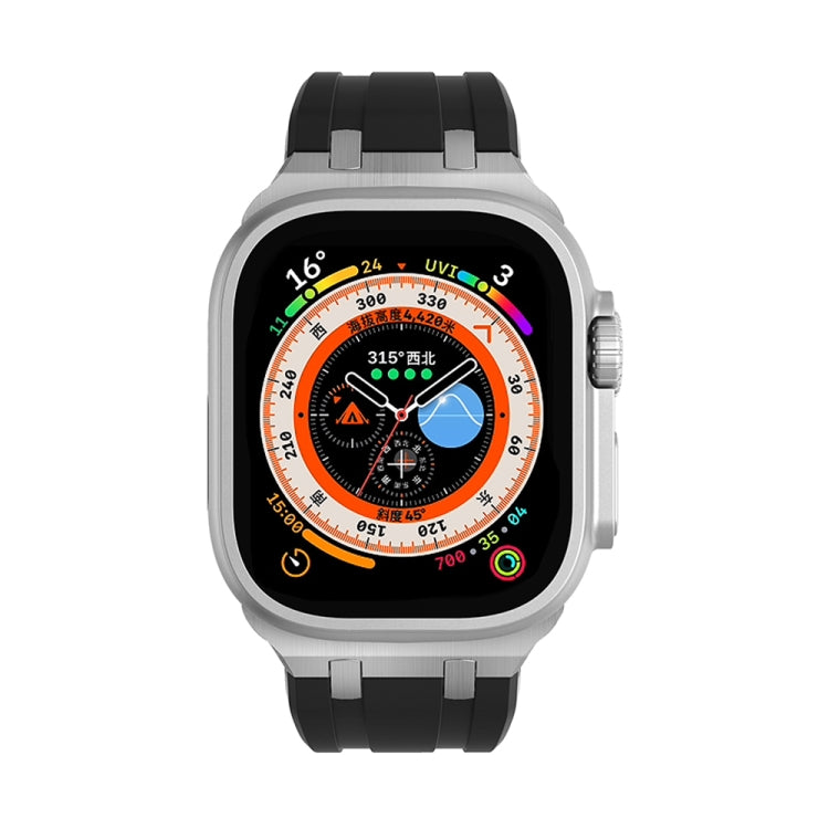 AP Silicone Watch Band For Apple Watch Ultra 49mm(Silver Black) - Watch Bands by PMC TechLife | Online Shopping South Africa | PMC TechLife
