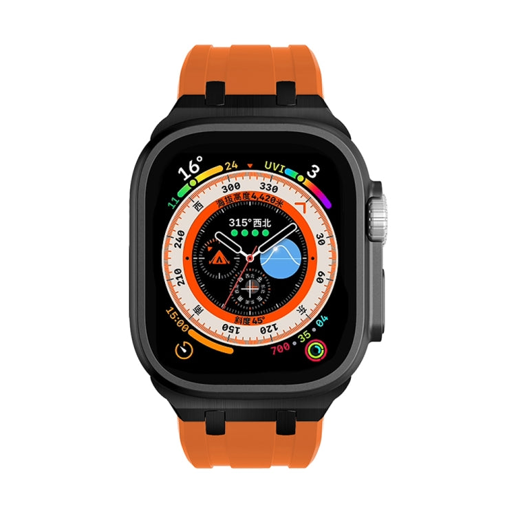 AP Silicone Watch Band For Apple Watch 8 41mm(Black Orange) - Watch Bands by PMC TechLife | Online Shopping South Africa | PMC TechLife