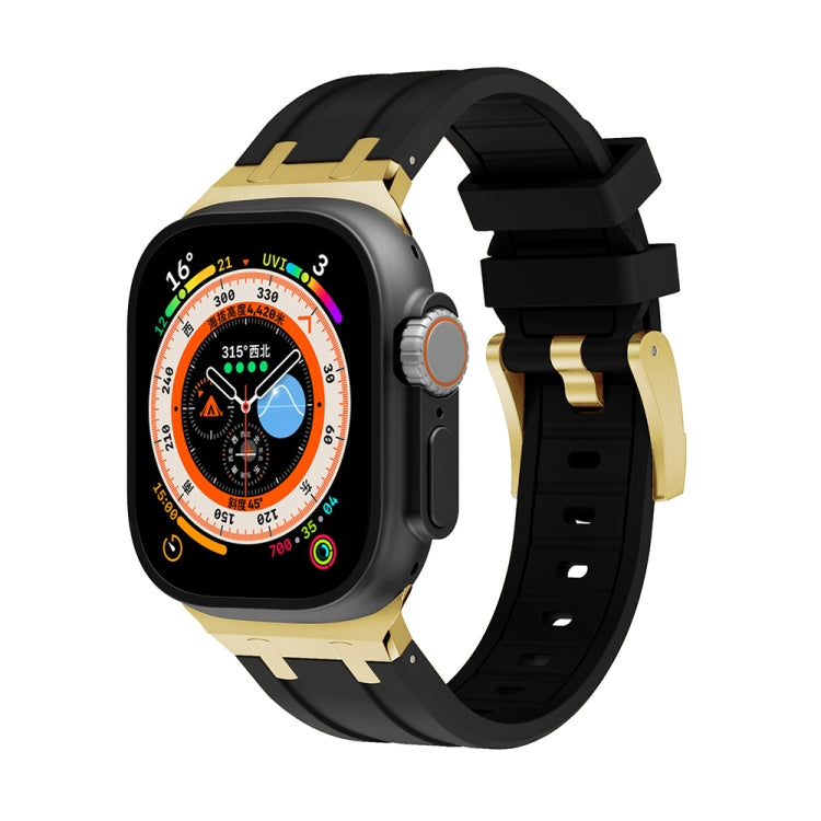 AP Silicone Watch Band For Apple Watch SE 2022 40mm(Gold Black) - Watch Bands by PMC TechLife | Online Shopping South Africa | PMC TechLife