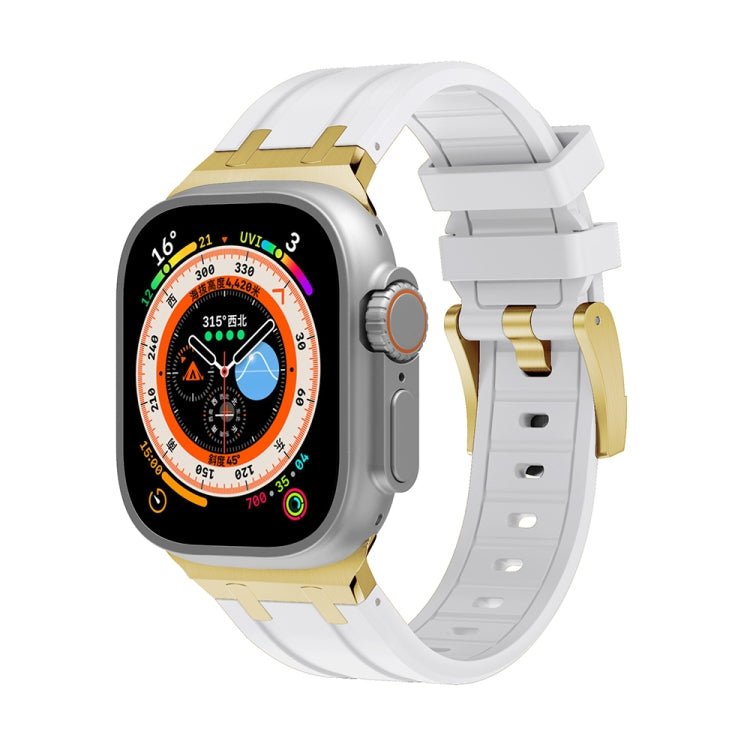 AP Silicone Watch Band For Apple Watch SE 2022 44mm(Gold White) - Watch Bands by PMC TechLife | Online Shopping South Africa | PMC TechLife