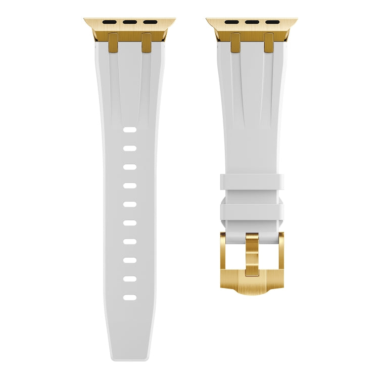 AP Silicone Watch Band For Apple Watch 5 44mm(Gold White) - Watch Bands by PMC TechLife | Online Shopping South Africa | PMC TechLife