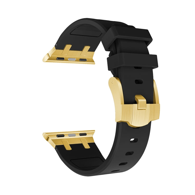 AP Silicone Watch Band For Apple Watch 3 38mm(Gold Black) - Watch Bands by PMC TechLife | Online Shopping South Africa | PMC TechLife