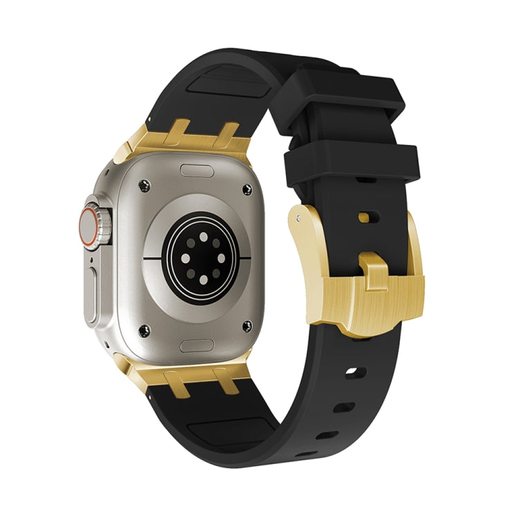 AP Silicone Watch Band For Apple Watch 3 42mm(Gold Black) - Watch Bands by PMC TechLife | Online Shopping South Africa | PMC TechLife