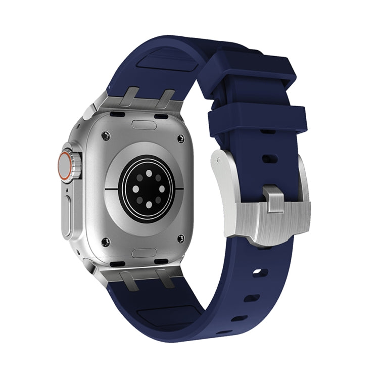 AP Silicone Watch Band For Apple Watch 38mm(Silver Blue) - Watch Bands by PMC TechLife | Online Shopping South Africa | PMC TechLife