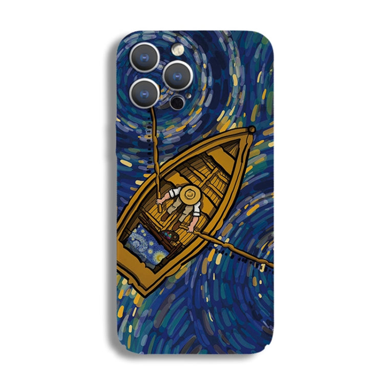 For iPhone 14 Precise Hole Oil Painting Pattern PC Phone Case(Boating) - free shipping - PMC TechLife - Order now!