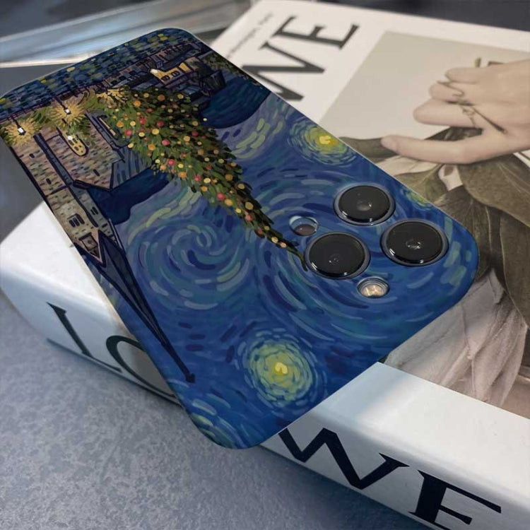 For iPhone 14 Precise Hole Oil Painting Pattern PC Phone Case(Boating) - free shipping - PMC TechLife - Order now!