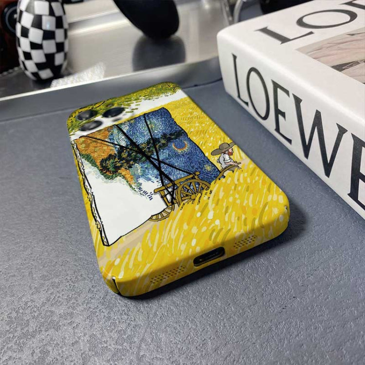 For iPhone 14 Pro Precise Hole Oil Painting Pattern PC Phone Case(Train) - free shipping - PMC TechLife - Order now!