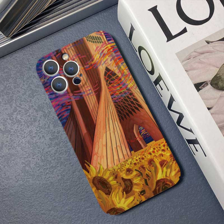 For iPhone 14 Pro Precise Hole Oil Painting Pattern PC Phone Case(Architectural Painting) - iPhone 14 Pro Cases by PMC TechLife | Online Shopping South Africa | PMC TechLife