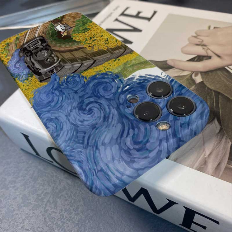 For iPhone 13 Pro Precise Hole Oil Painting Pattern PC Phone Case(Handcart) - iPhone 13 Pro Cases by PMC TechLife | Online Shopping South Africa | PMC TechLife