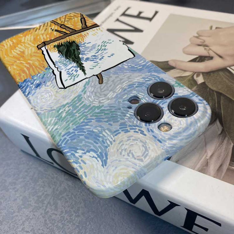 For iPhone 12 mini Precise Hole Oil Painting Pattern PC Phone Case(Landscape Painting) - iPhone 12 mini Cases by PMC TechLife | Online Shopping South Africa | PMC TechLife