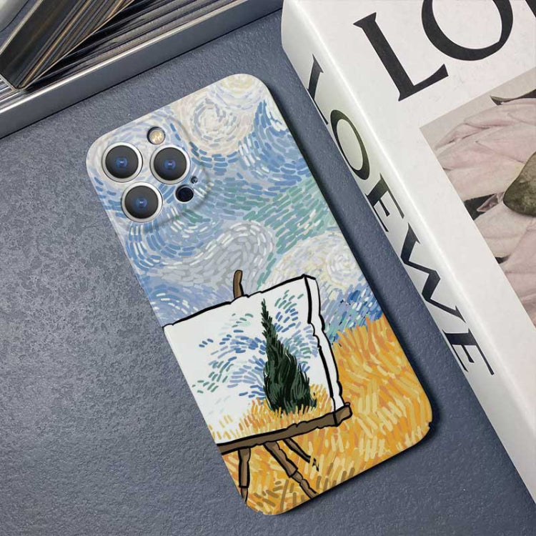 For iPhone 12 Precise Hole Oil Painting Pattern PC Phone Case(Landscape Painting) - iPhone 12 / 12 Pro Cases by PMC TechLife | Online Shopping South Africa | PMC TechLife