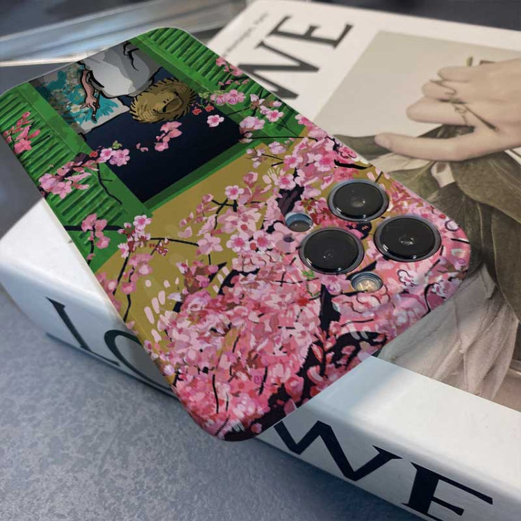 For iPhone 12 Pro Max Precise Hole Oil Painting Pattern PC Phone Case(Peach Blossom) - iPhone 12 Pro Max Cases by PMC TechLife | Online Shopping South Africa | PMC TechLife