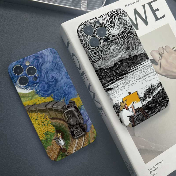 For iPhone 11 Pro Precise Hole Oil Painting Pattern PC Phone Case(Inkwash) - iPhone 11 Pro Cases by PMC TechLife | Online Shopping South Africa | PMC TechLife