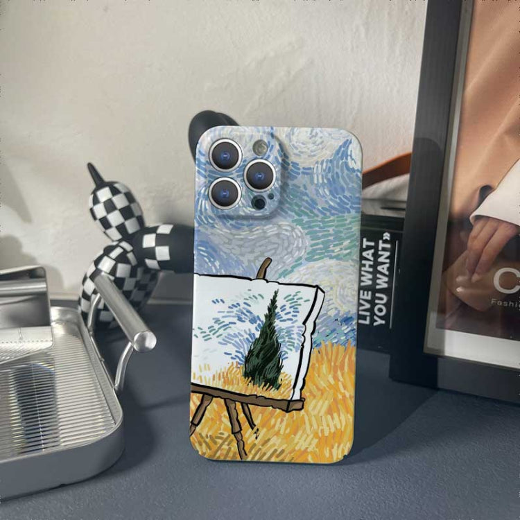 For iPhone SE 2022 / 2020 / 8 / 7 Precise Hole Oil Painting Pattern PC Phone Case(Landscape Painting) - free shipping - PMC TechLife - Order now!