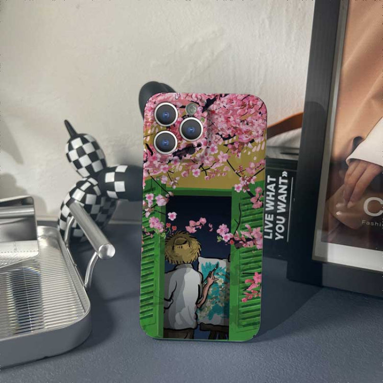 For iPhone X / XS Precise Hole Oil Painting Pattern PC Phone Case(Peach Blossom) - free shipping - PMC TechLife - Order now!