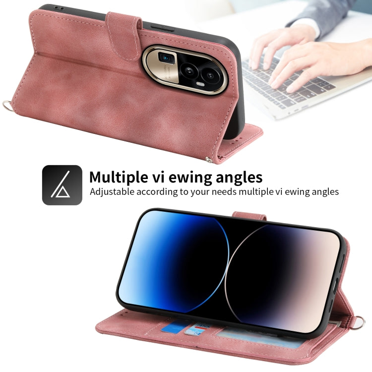 For OPPO Reno10 Pro+ 5G Skin Feel Flowers Embossed Wallet Leather Phone Case(Pink) - OPPO Cases by PMC TechLife | Online Shopping South Africa | PMC TechLife | Buy Now Pay Later Mobicred
