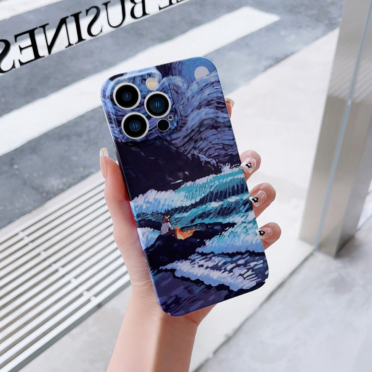 For iPhone 13 Pro Precise Hole Oil Painting Pattern PC Phone Case(Sea Wave) - iPhone 13 Pro Cases by PMC TechLife | Online Shopping South Africa | PMC TechLife