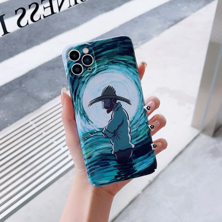 For iPhone 12 Pro Precise Hole Oil Painting Pattern PC Phone Case(Thinker) - iPhone 12 / 12 Pro Cases by PMC TechLife | Online Shopping South Africa | PMC TechLife