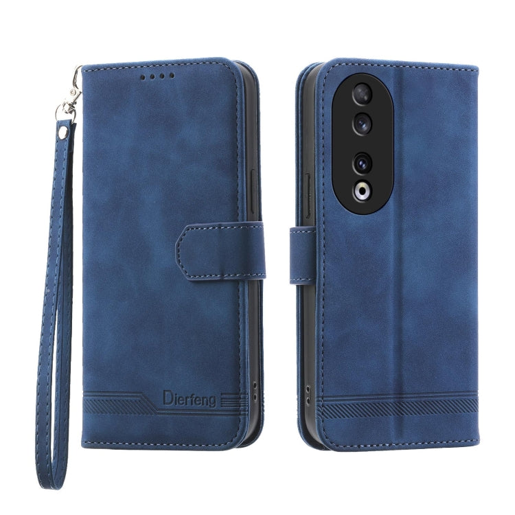 For Honor 90 5G Dierfeng Dream Line TPU Hybrid PU Leather Phone Case(Blue) - free shipping - PMC TechLife - Order now!