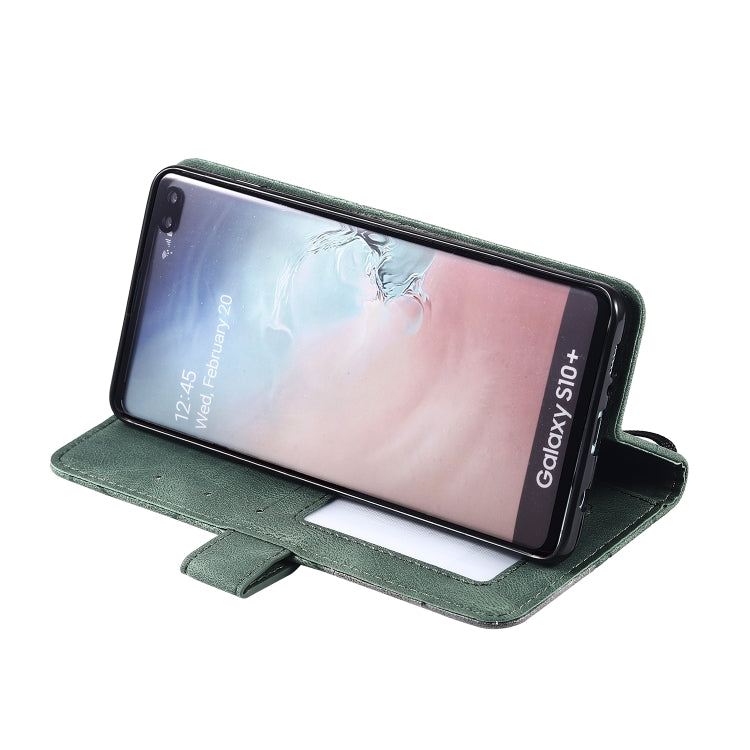 For Samsung Galaxy S10 Plus Skin Feel Splicing Horizontal Flip Leather Case with Holder & Card Slots & Wallet & Photo Frame(Green) - free shipping - PMC TechLife - Order now!