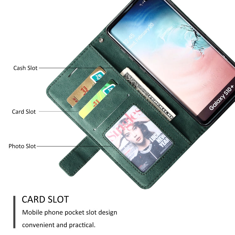 For Samsung Galaxy S10 Plus Skin Feel Splicing Horizontal Flip Leather Case with Holder & Card Slots & Wallet & Photo Frame(Green) - free shipping - PMC TechLife - Order now!