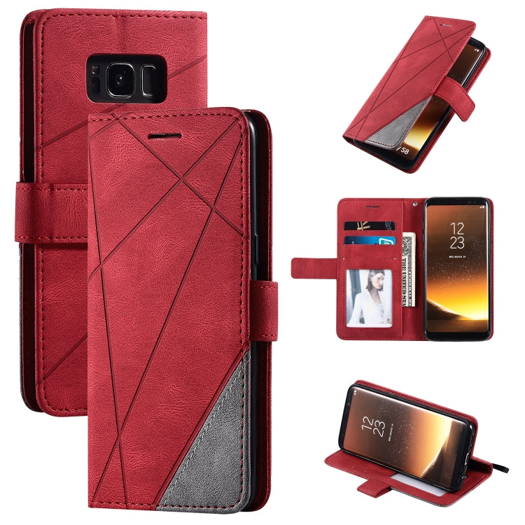 For Samsung Galaxy S8 Skin Feel Splicing Horizontal Flip Leather Case with Holder & Card Slots & Wallet & Photo Frame(Red) - Galaxy Phone Cases by PMC TechLife | Online Shopping South Africa | PMC TechLife | Buy Now Pay Later Mobicred