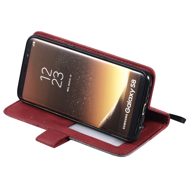 For Samsung Galaxy S8 Skin Feel Splicing Horizontal Flip Leather Case with Holder & Card Slots & Wallet & Photo Frame(Red) - Galaxy Phone Cases by PMC TechLife | Online Shopping South Africa | PMC TechLife | Buy Now Pay Later Mobicred