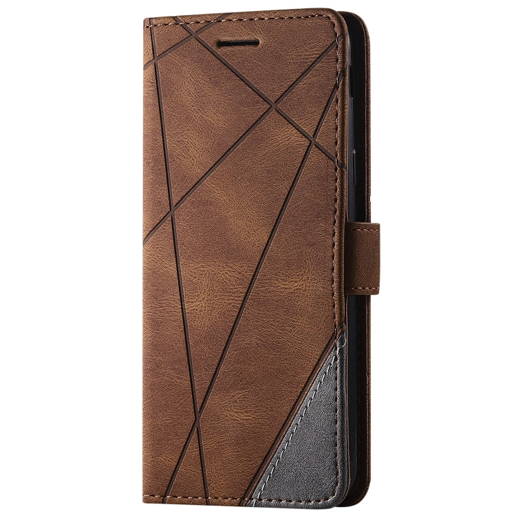 For Samsung Galaxy J6 Skin Feel Splicing Horizontal Flip Leather Case with Holder & Card Slots & Wallet & Photo Frame(Brown) - free shipping - PMC TechLife - Order now!