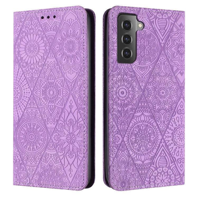 For Samsung Galaxy S22+ 5G Ethnic Embossed Adsorption Leather Phone Case(Purple) - free shipping - PMC TechLife - Order now!