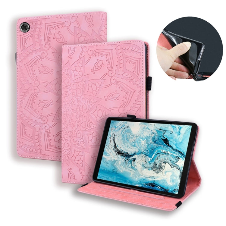 For Lenovo Tab M8 TB-8505F 8505X 8.0  Calf Pattern Double Folding Design Embossed Leather Case with Holder & Card Slots & Pen Slot & Elastic Band(Pink) - free shipping - PMC TechLife - Order now!