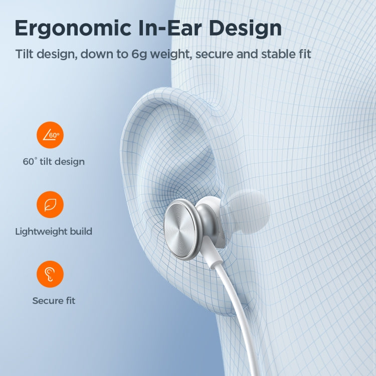 JOYROOM JR-EW03 3.5mm In-Ear Metal Wired Earphone, Length: 1.2m(White) - In Ear Wired Earphone by JOYROOM | Online Shopping South Africa | PMC TechLife | Buy Now Pay Later Mobicred