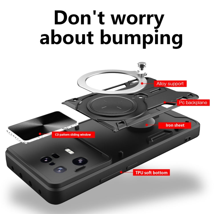 For Xiaomi 13 Pro CD Texture Sliding Camshield Magnetic Holder Phone Case(Red) - free shipping - PMC TechLife - Order now!