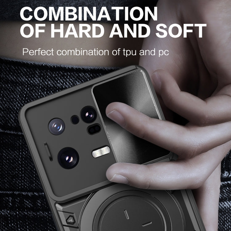 For Xiaomi 13 Pro CD Texture Sliding Camshield Magnetic Holder Phone Case(Purple) - free shipping - PMC TechLife - Order now!