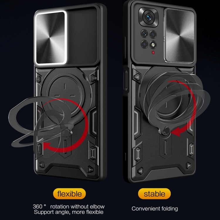 For Xiaomi Redmi Note 11 4G CD Texture Sliding Camshield Magnetic Holder Phone Case(Red) - free shipping - PMC TechLife - Order now!