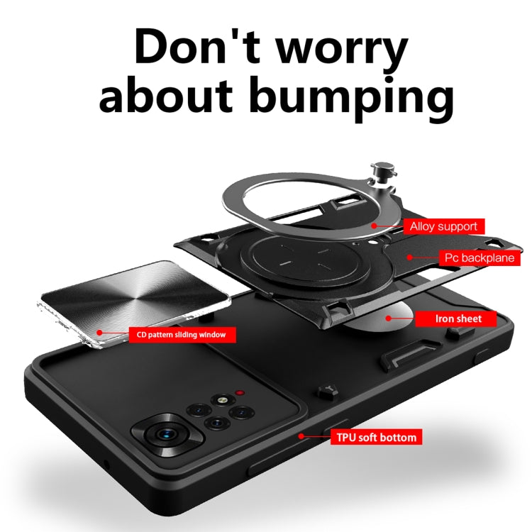 For Xiaomi Redmi Note 11 4G CD Texture Sliding Camshield Magnetic Holder Phone Case(Blue) - free shipping - PMC TechLife - Order now!