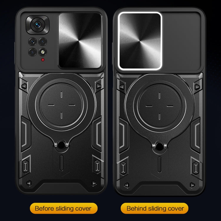 For Xiaomi Redmi Note 11 4G CD Texture Sliding Camshield Magnetic Holder Phone Case(Silver) - free shipping - PMC TechLife - Order now!