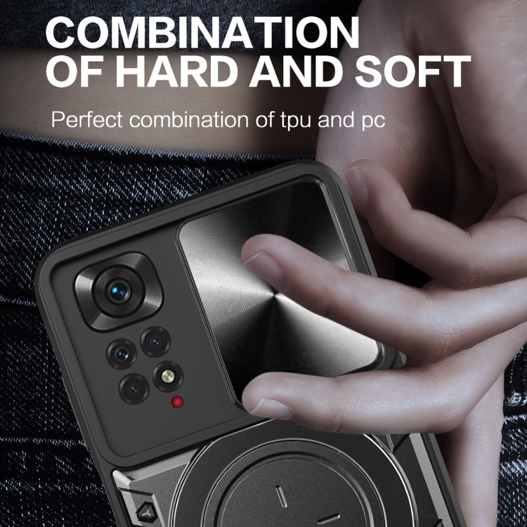 For Xiaomi Redmi Note 11 4G CD Texture Sliding Camshield Magnetic Holder Phone Case(Silver) - free shipping - PMC TechLife - Order now!