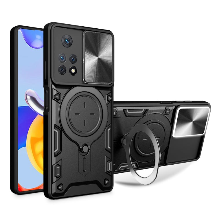 For Xiaomi Redmi Note 11 Pro CD Texture Sliding Camshield Magnetic Holder Phone Case(Black) - free shipping - PMC TechLife - Order now!